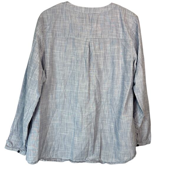 Old Ranch chambray split-neck tunic top XL, long sleeve, casual fall layering - Picture 4 of 6